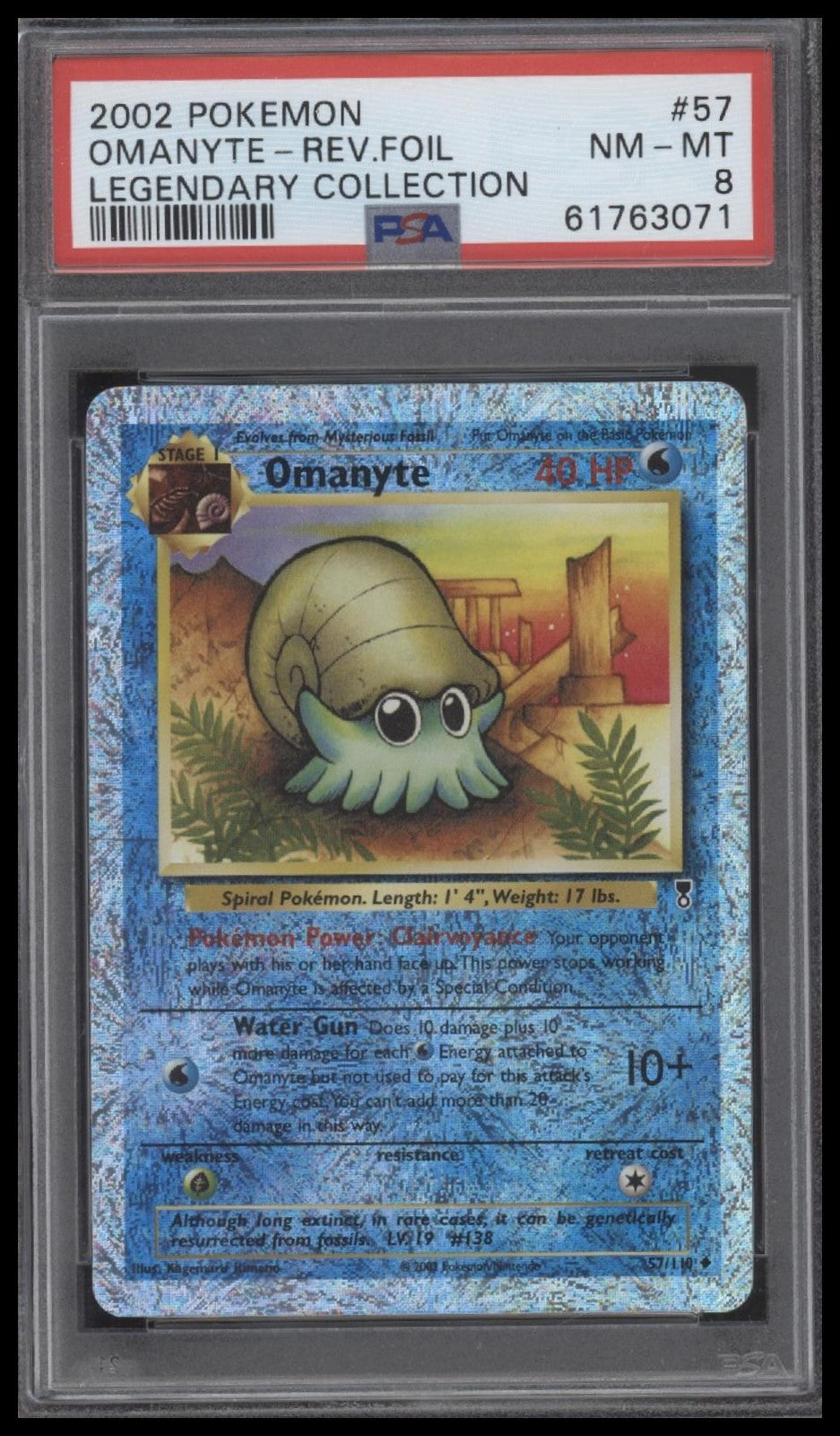 Omanyte-Rev.Foil 2002 Pokemon Legendary Collection #57 PSA 8