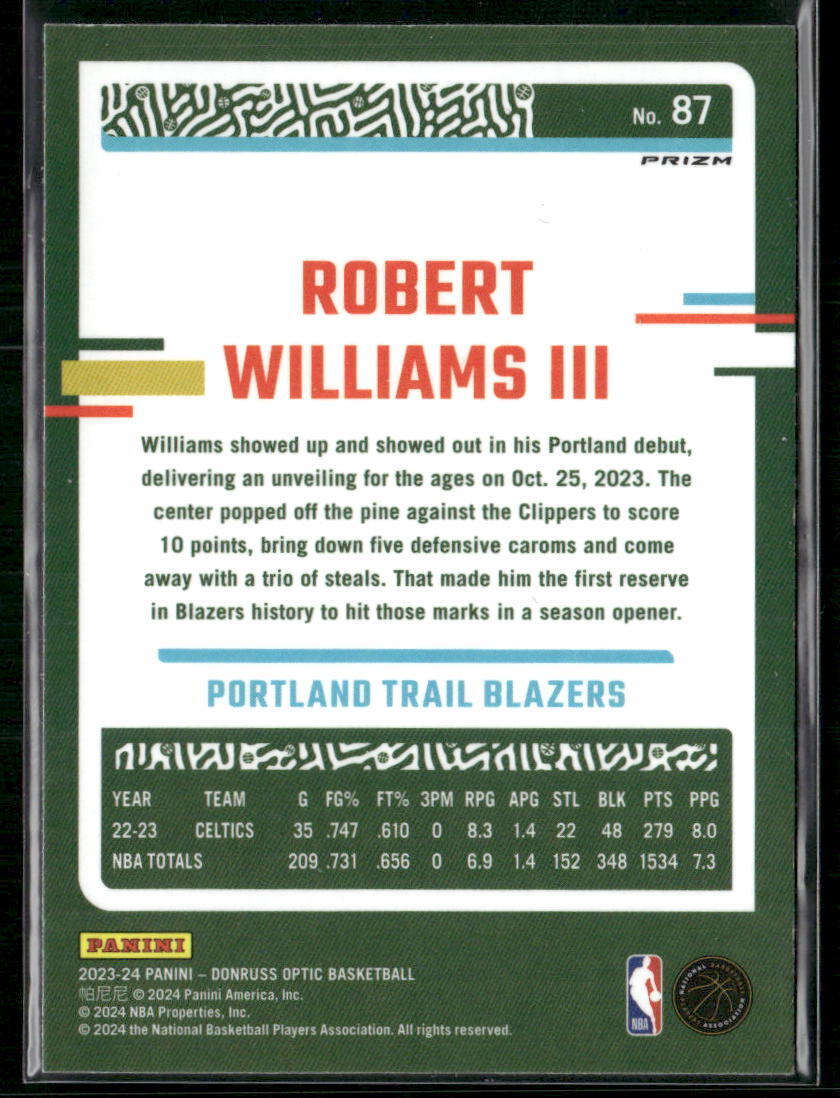2023-24 Donruss Optic #87 Robert Williams III Holo
