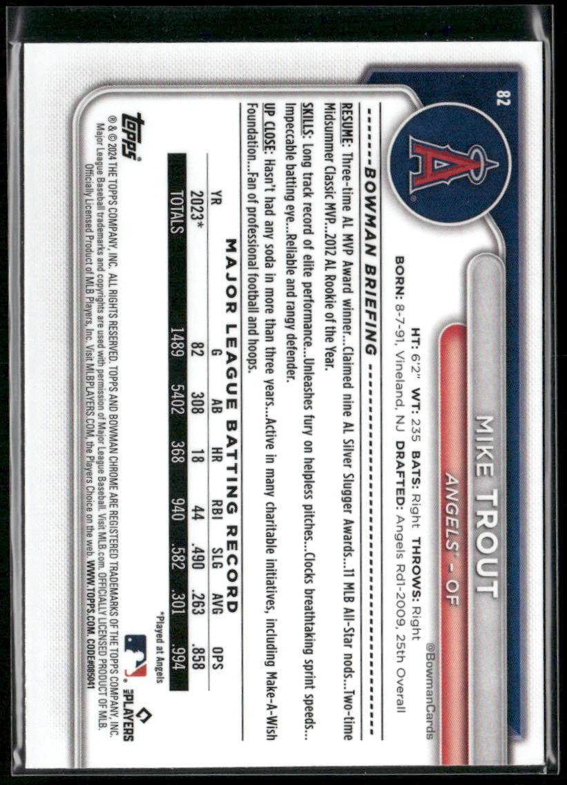 2024 Bowman Chrome #82 Mike Trout