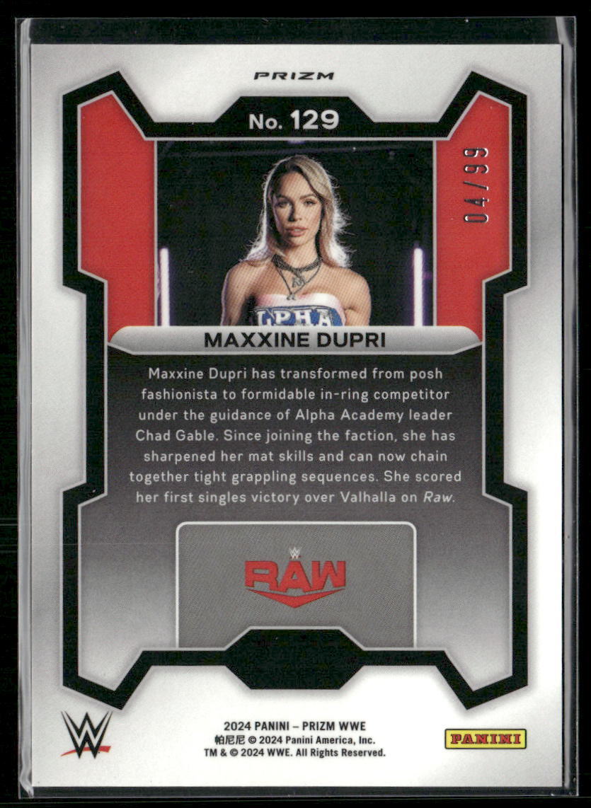 2024 Panini Prizm WWE #129 Maxxine Dupri Orange Prizms #/99