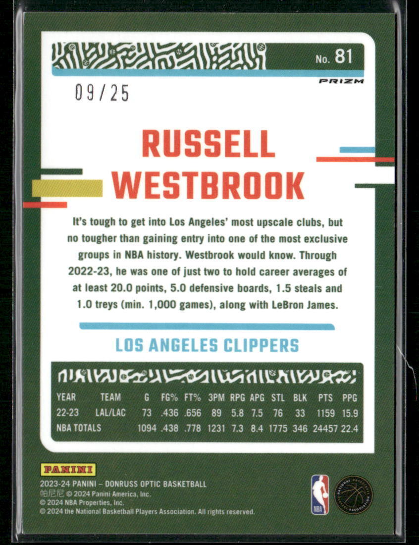 2023-24 Donruss Optic #81 Russell Westbrook Pink #/25