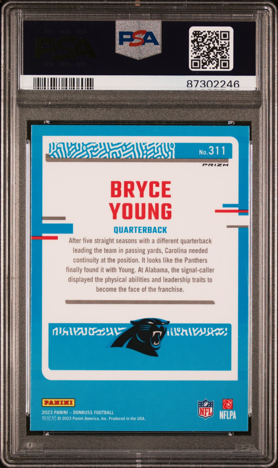 Bryce Young 2023 Panini Donruss #311 Optic Preview-Blue Scope PSA 10