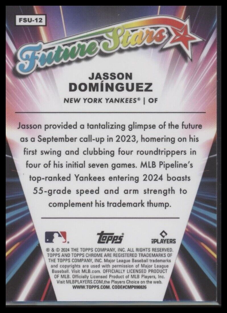2024 Topps Chrome Update #FSU-12 Jasson Domínguez Future Stars
