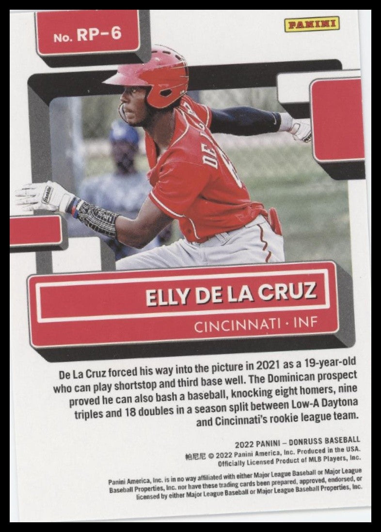 Elly De La Cruz 2022 Donruss #RP-6 Rated Prospects Rapture