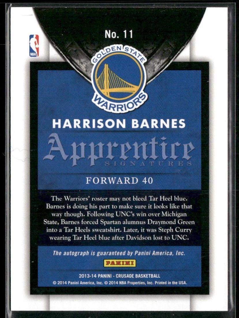 2013-14 Panini Crusade #11 Harrison Barnes Apprentice Signatures