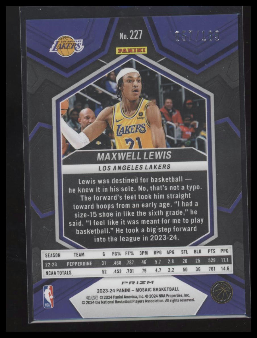2023-24 Panini Mosaic #227 Maxwell Lewis Blue #/199