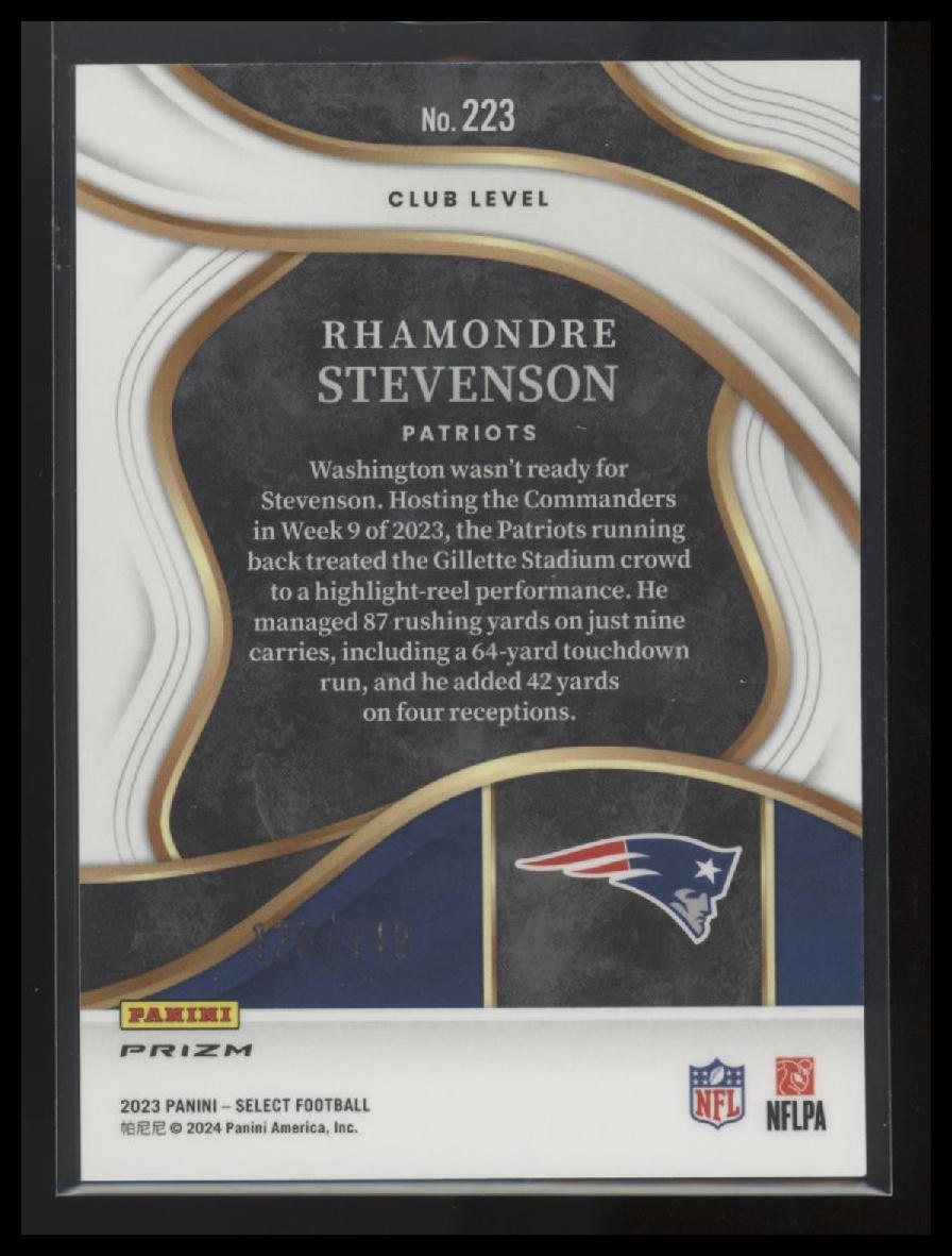 2023 Panini Select #223 Rhamondre Stevenson