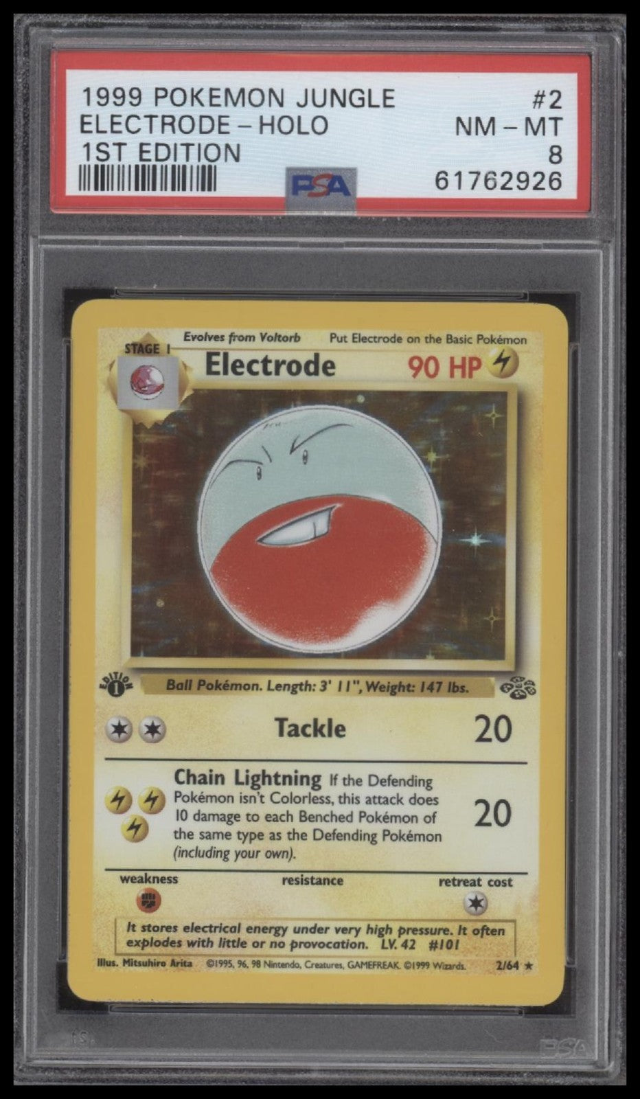 Electrode-Holo 1999 Pokemon Jungle #2 1st Edition PSA 8