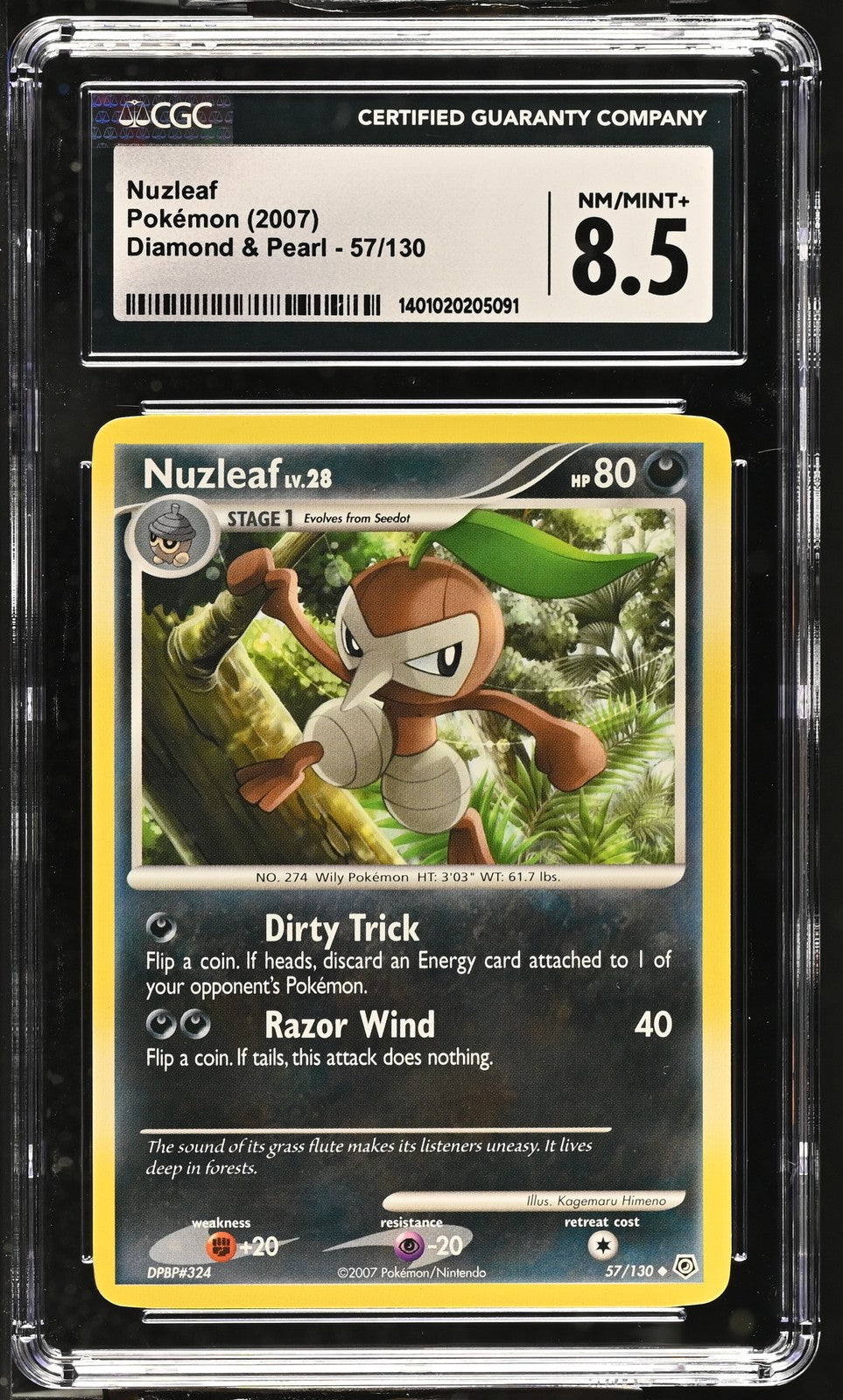 Nuzleaf 2007 Diamond & Pearl #57/130 CGC 8.5