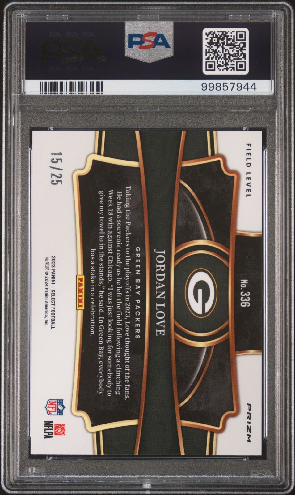 2023 Panini Select #336 Jordan Love Tie-Dye Prizm PSA 9