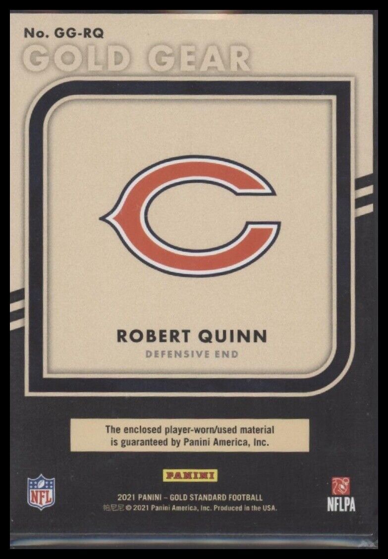 2021 Panini Gold Standard #GG-RQ Robert Quinn Gold Gear Prime #/49