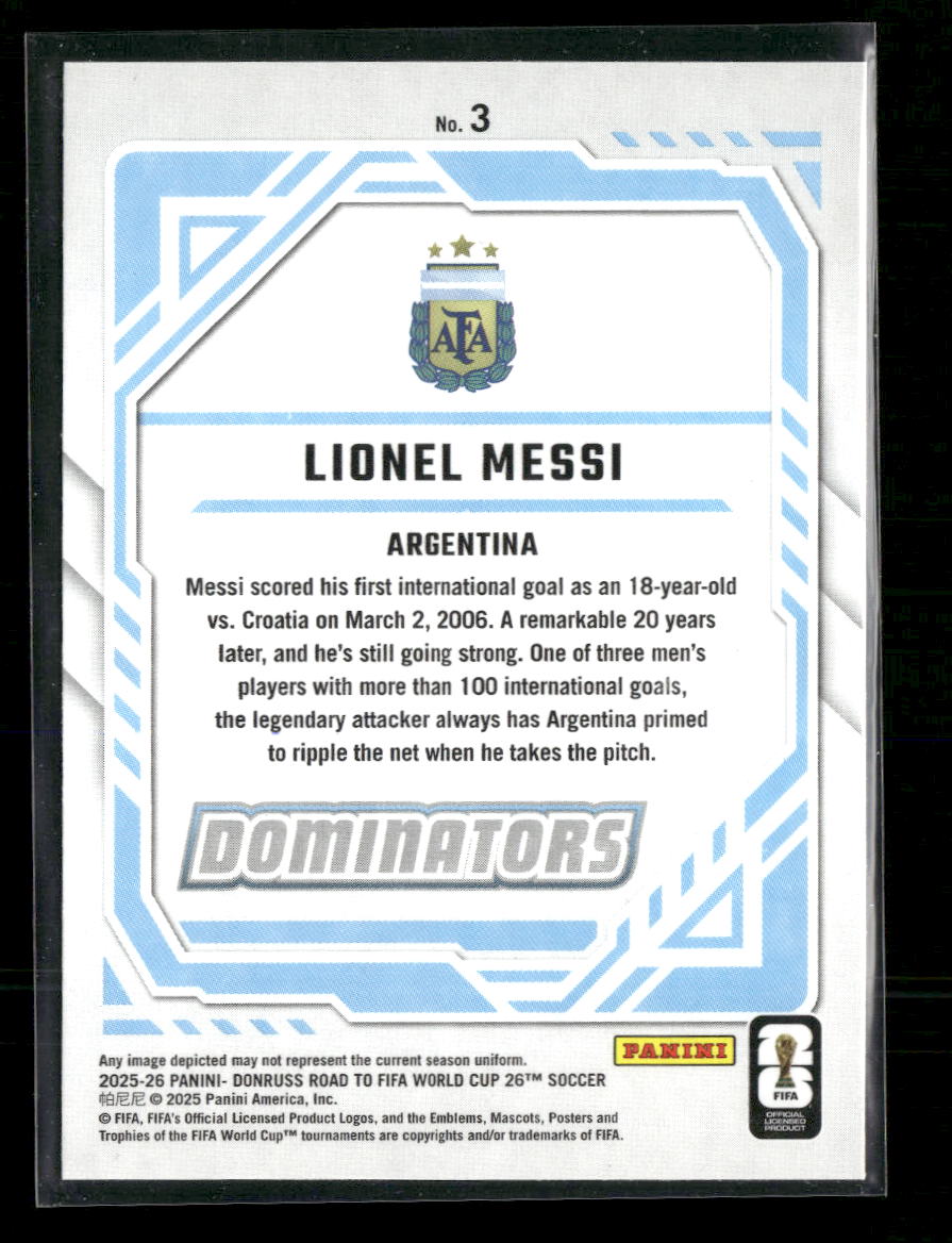 2025-26 Donruss Road to FIFA World Cup Dominators Lionel Messi #3