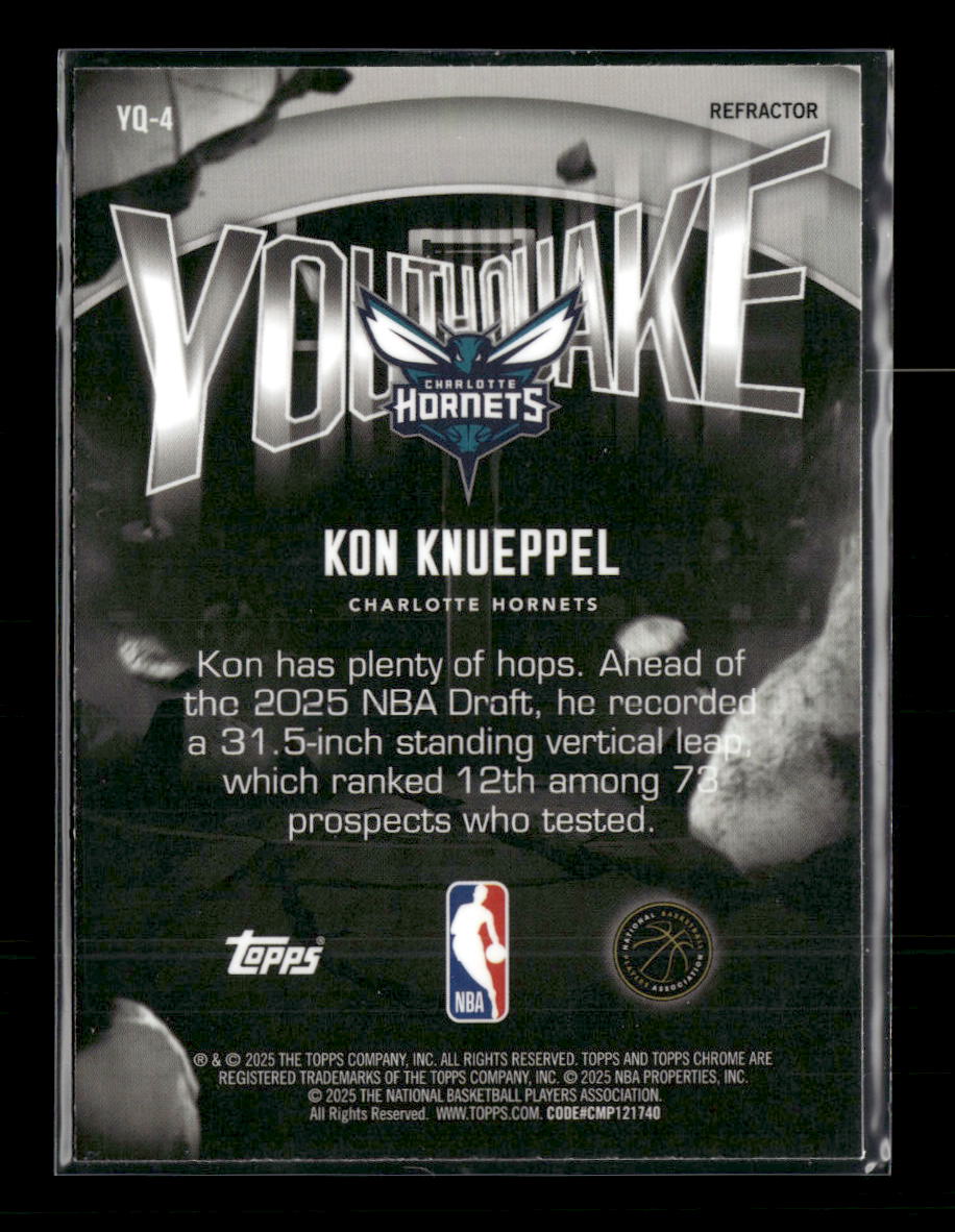 2025-26 Topps Chrome Youthquake Refractor Kon Knueppel #YQ-4