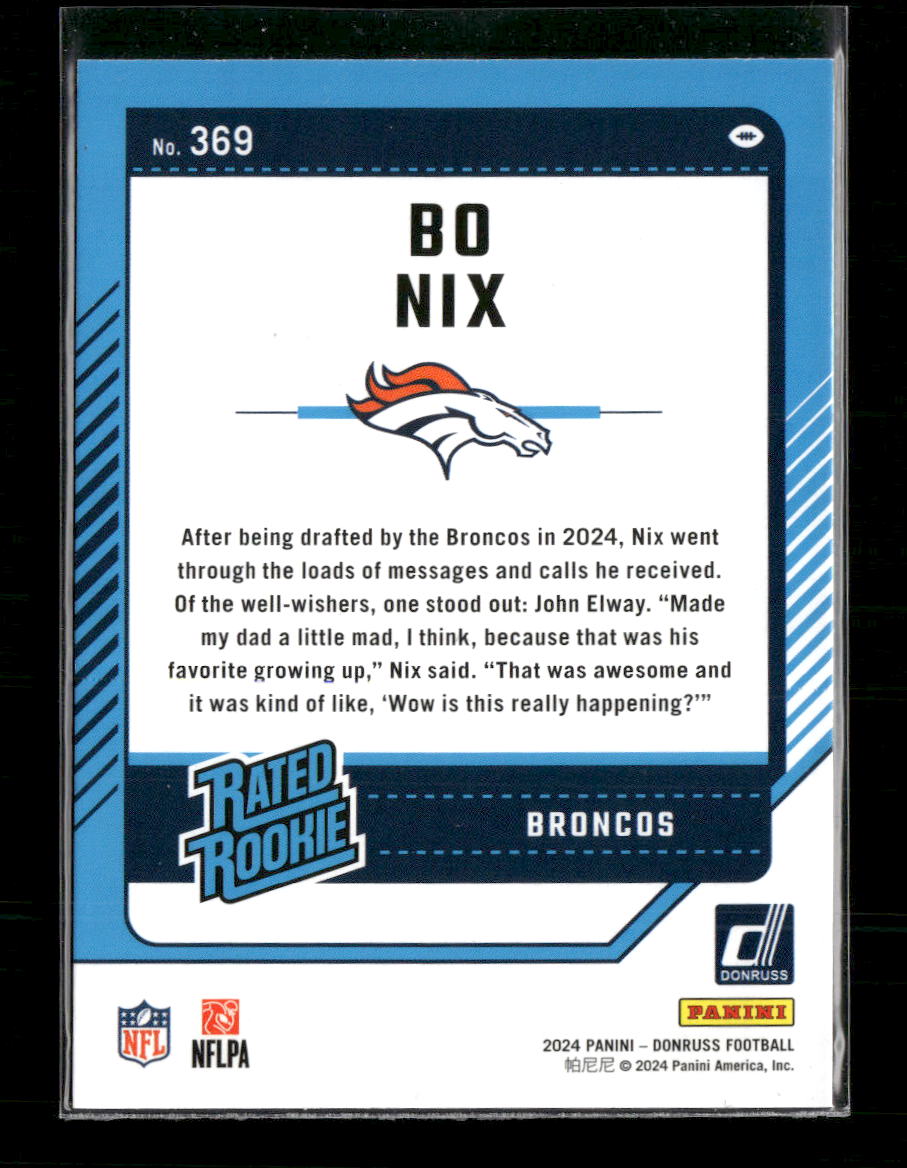 2024 Donruss Press Proof Blue Bo Nix Rookie #369