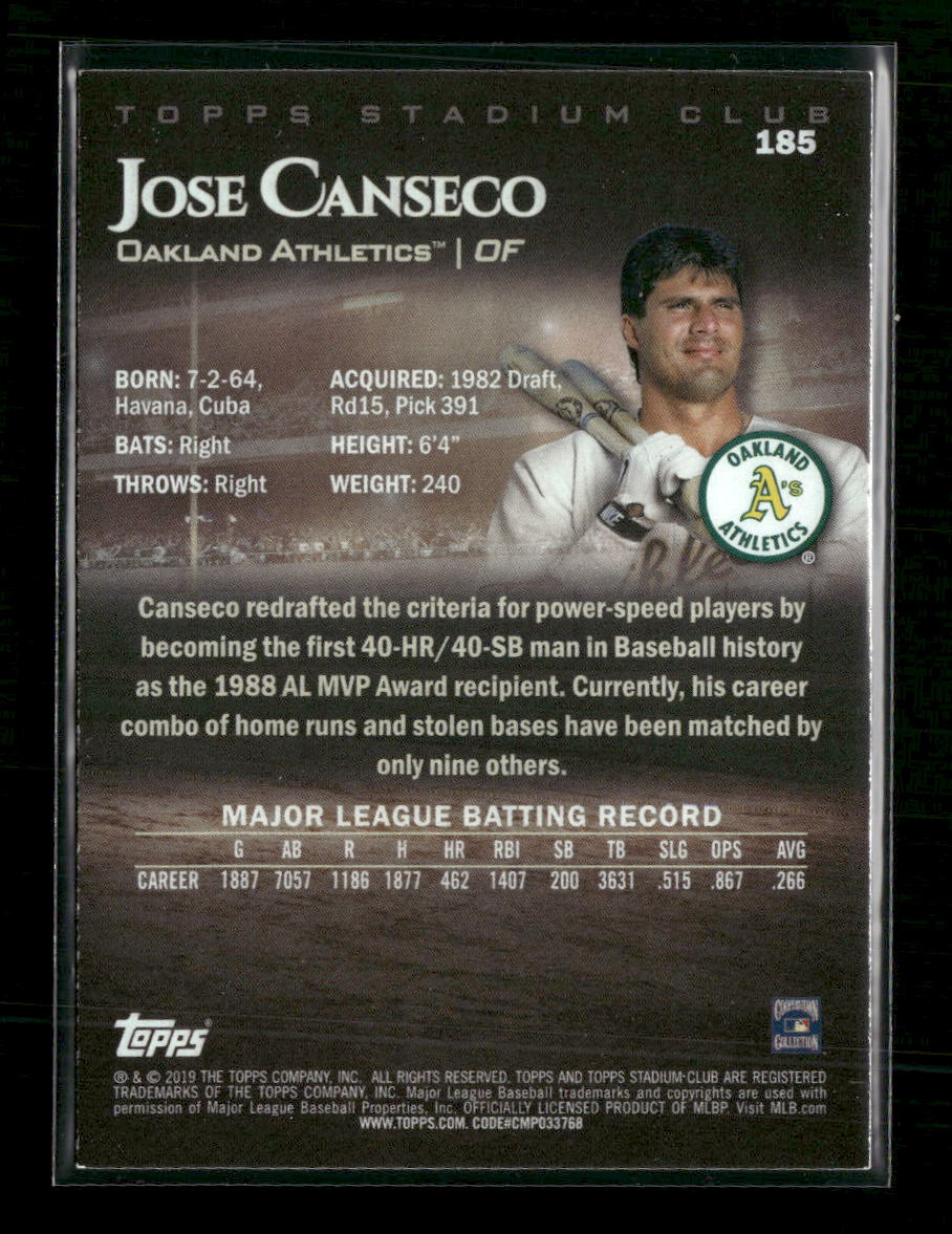 2019 Topps Stadium Club 1/1 Jose Canseco #185