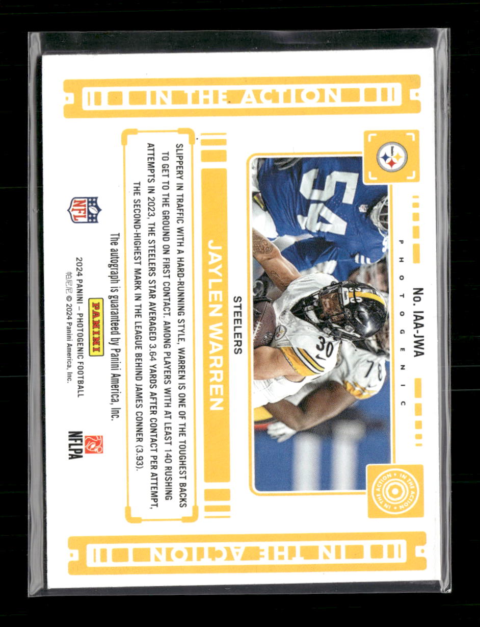 2024 Panini Photogenic In the Action Autographs Jaylen Warren Auto #IAA-JWA