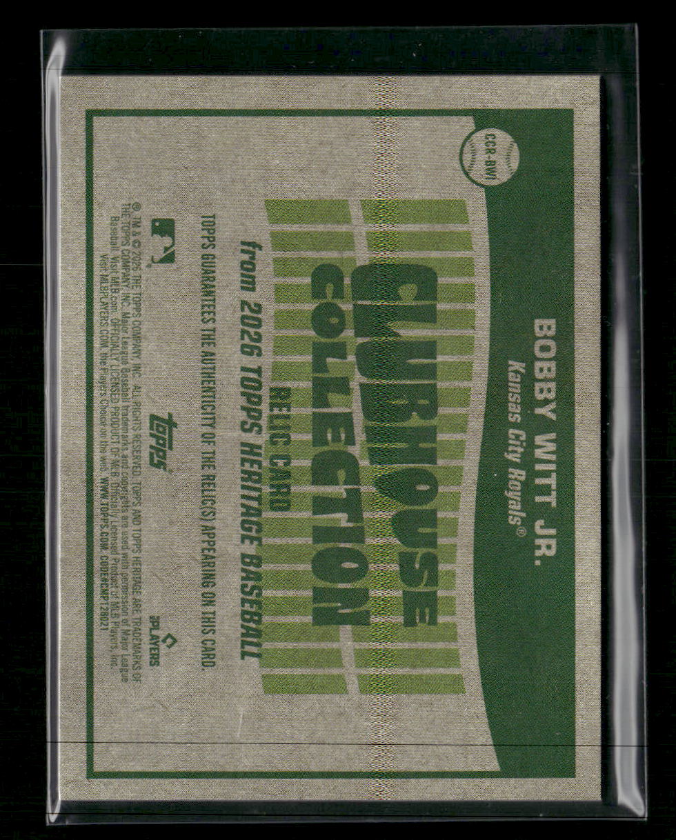 2026 Topps Heritage Clubhouse Collection Relics Bobby Witt Jr. #CCR-BWI