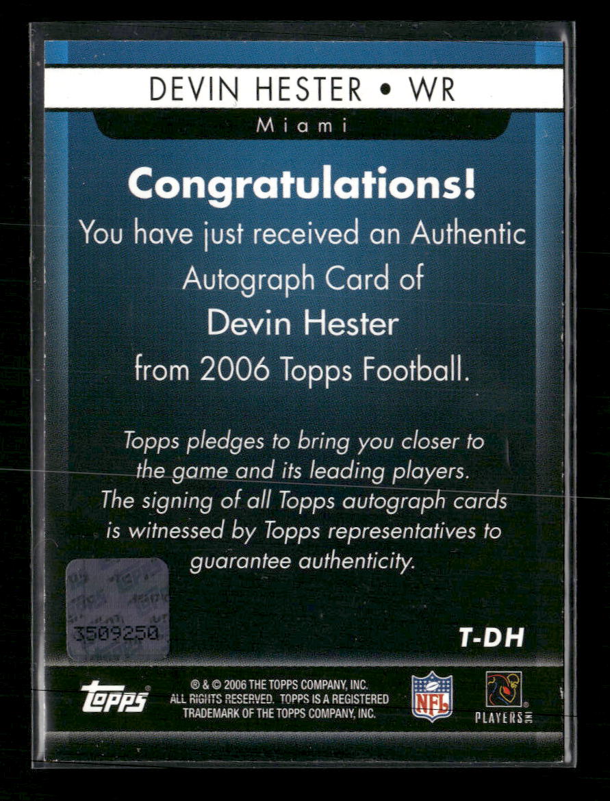 2006 Topps Autographs Devin Hester Auto #T-DH
