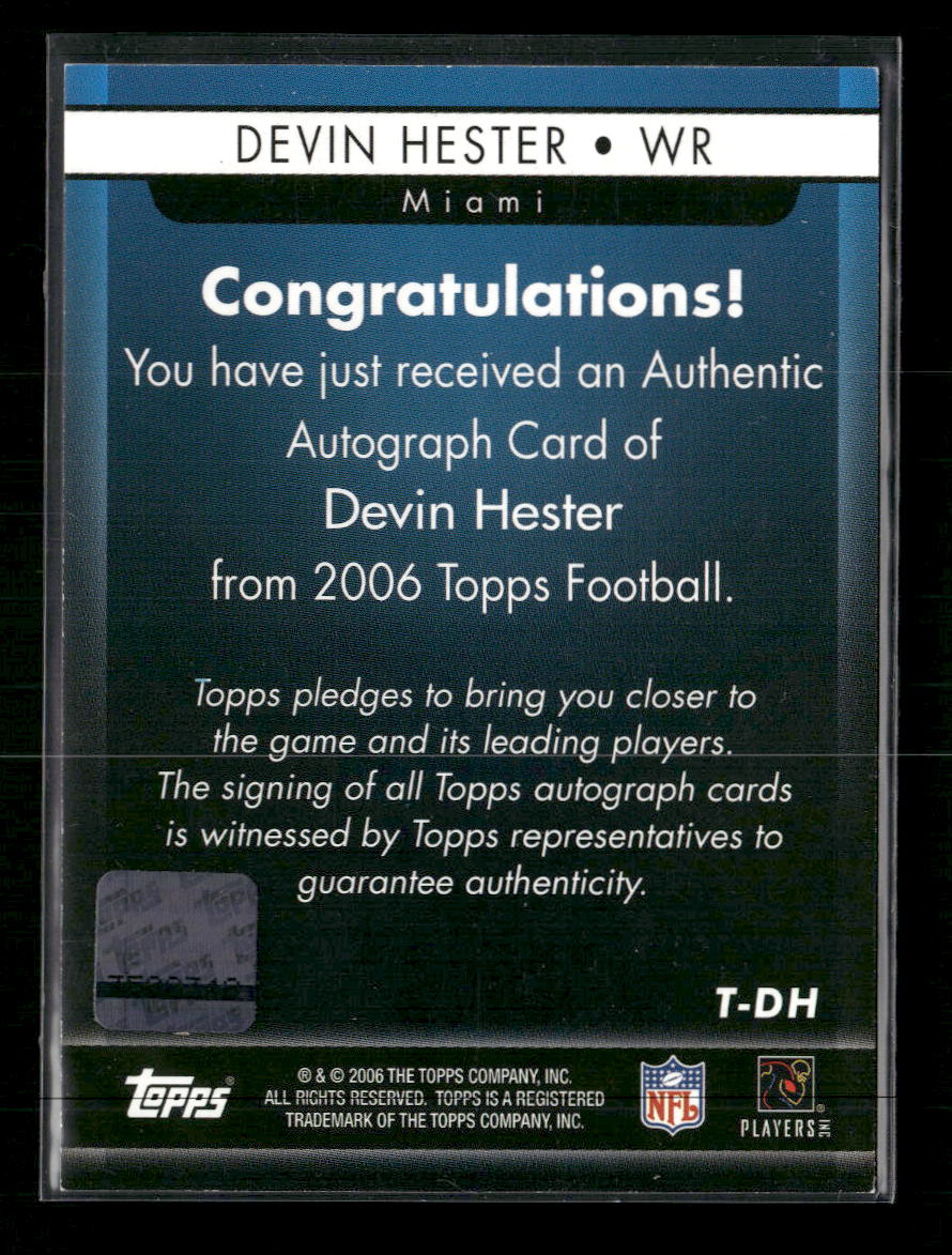 2006 Topps Autographs Devin Hester Auto #T-DH