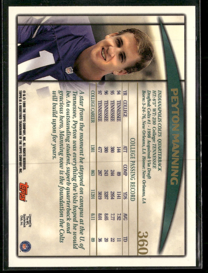1998 Topps Peyton Manning Rookie #360
