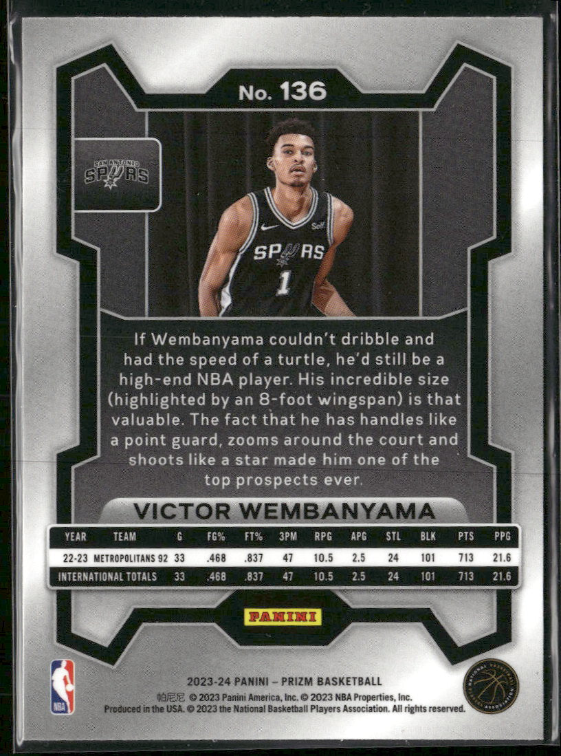 2023-24 Panini Prizm Victor Wembanyama Rookie #136