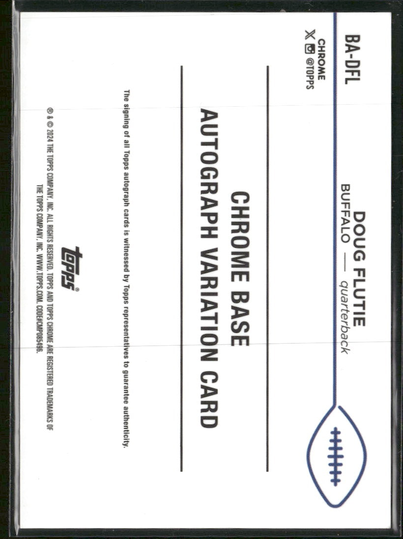 2024 Topps Chrome Autographs Green Refractor Doug Flutie #/99 Auto #BA-DFL