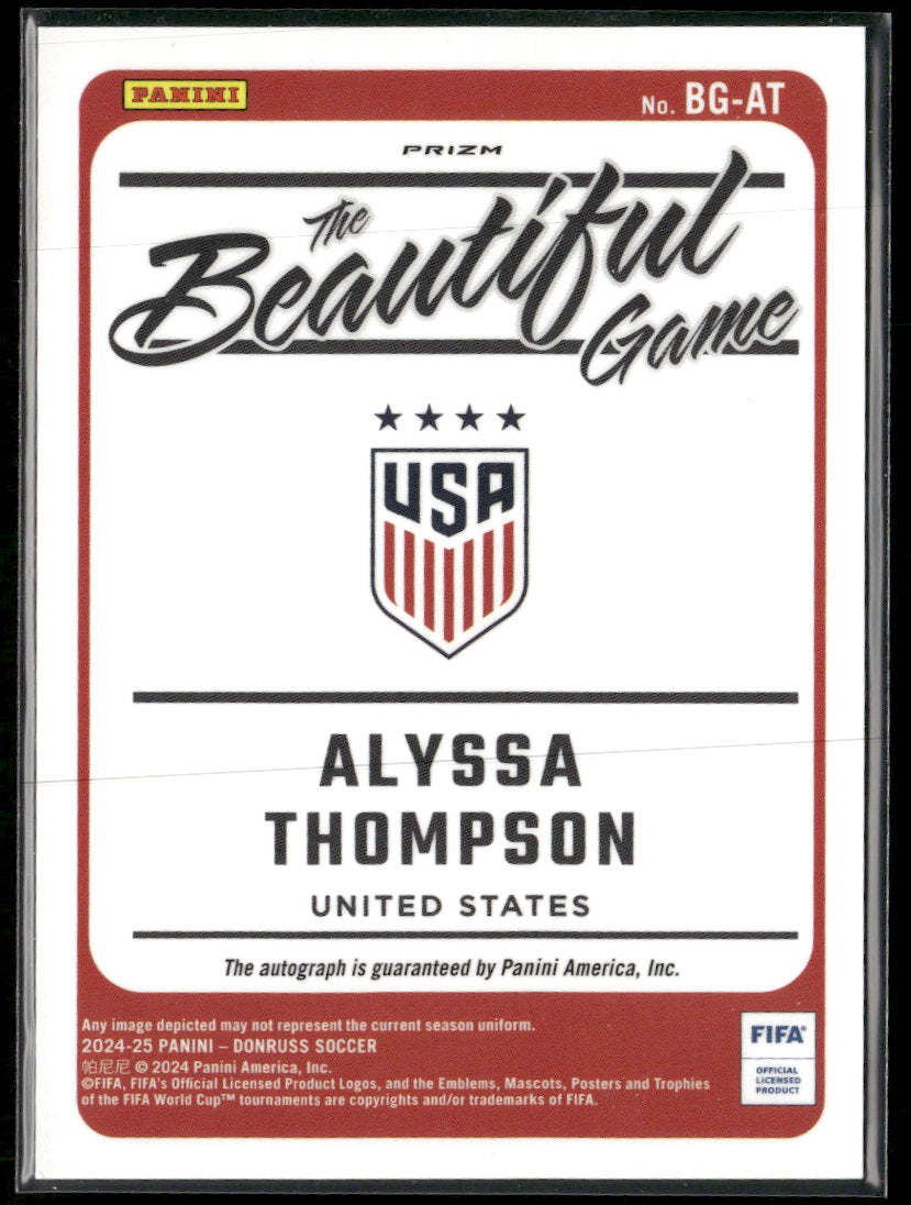 2024-25 Donruss The Beautiful Game Auto Pink Velocity Alyssa Thompson #BG-AT