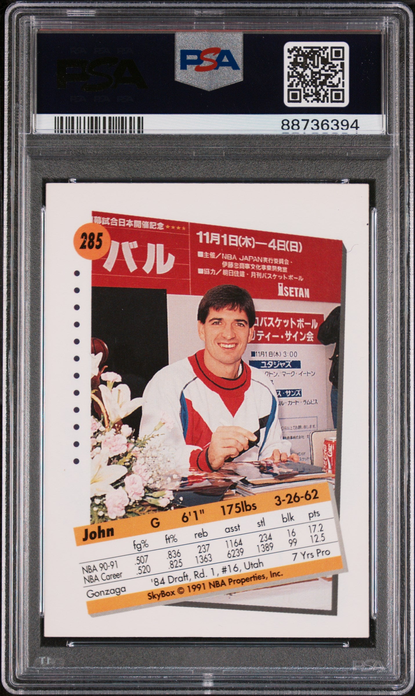 1991 Skybox John Stockton 6 PSA #285