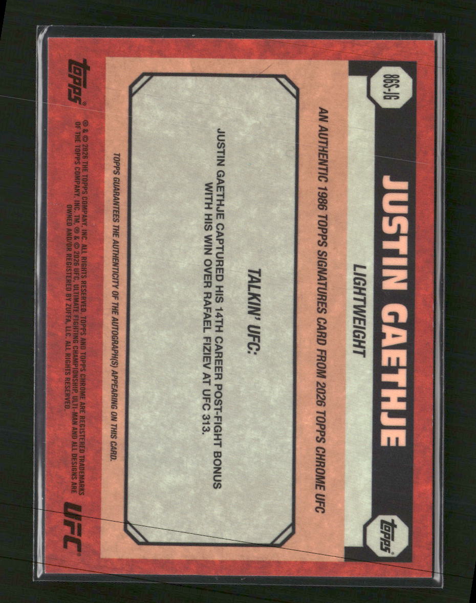 2026 Topps Chrome UFC 1986 Topps Signatures Justin Gaethje Auto #86S-JG