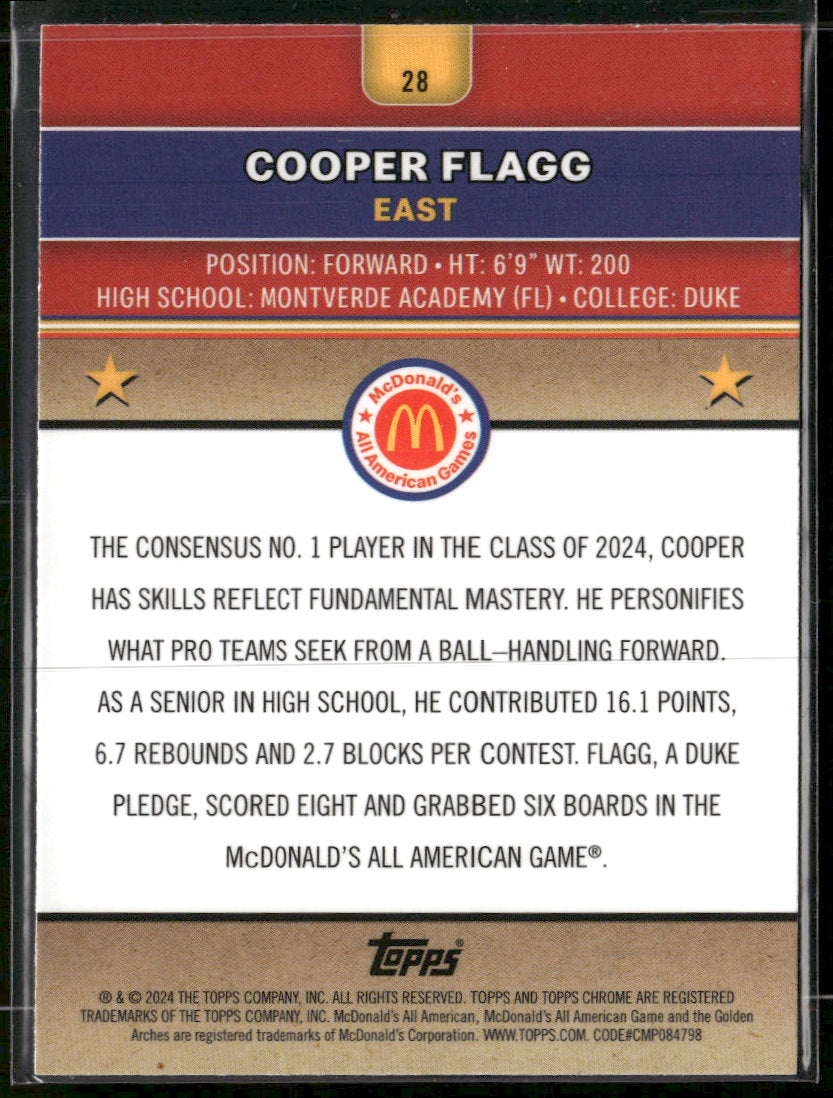 2024 Topps Chrome McDonald's All-American Cooper Flagg #28
