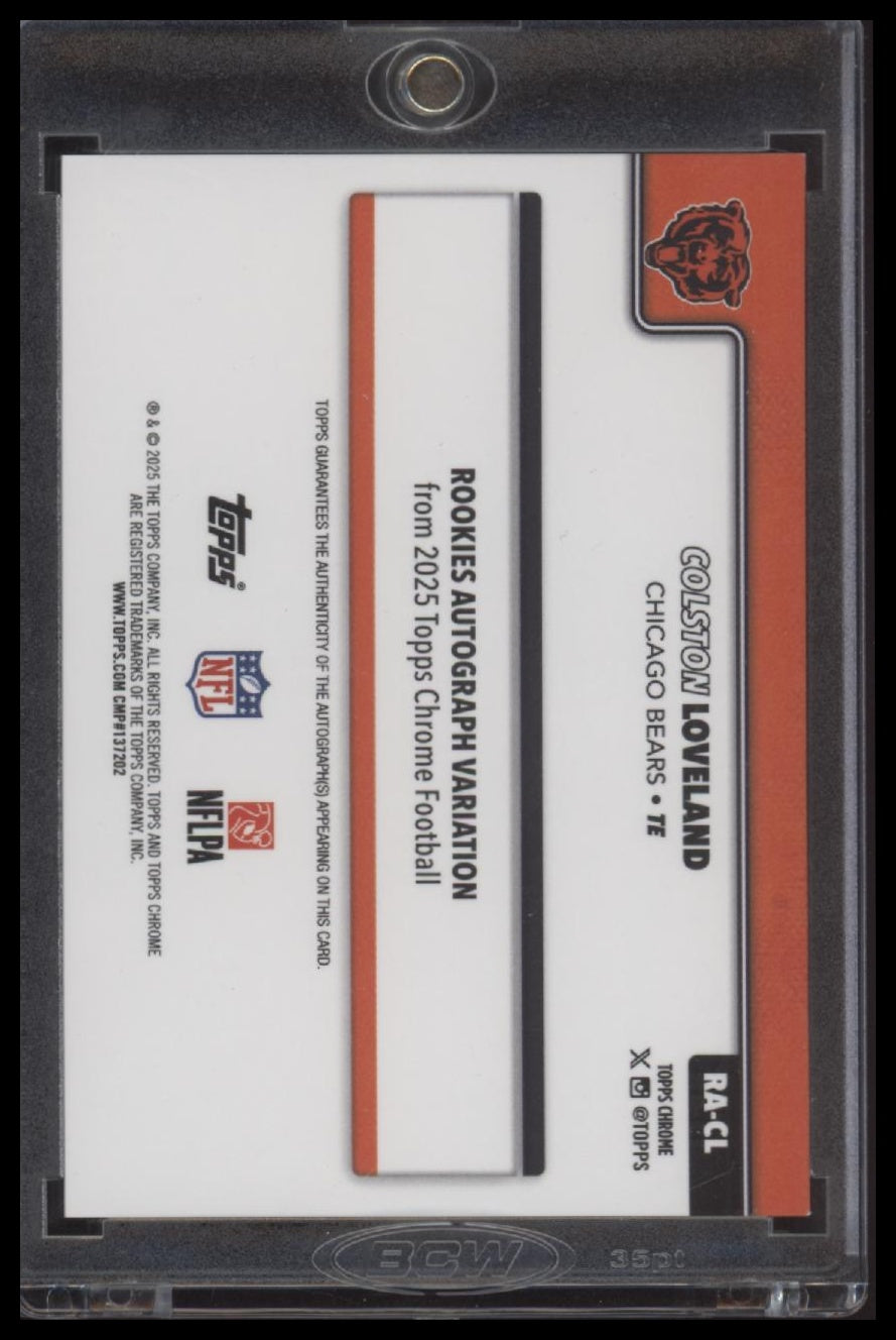 2025 Topps Chrome Rookie Autographs Purple Lava Colston Loveland /75 #RA-CL