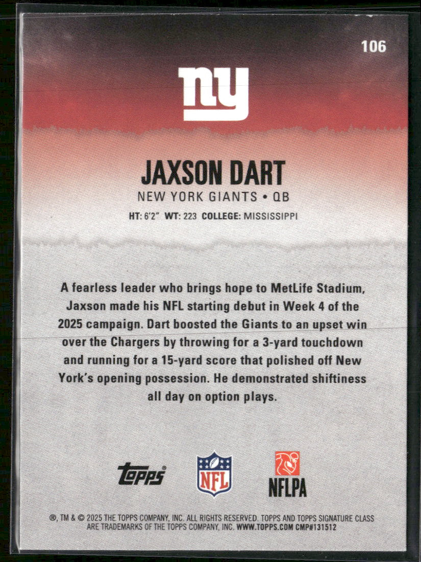 2025 Topps Signature Class Silver Jaxson Dart Rookie #/275 #106
