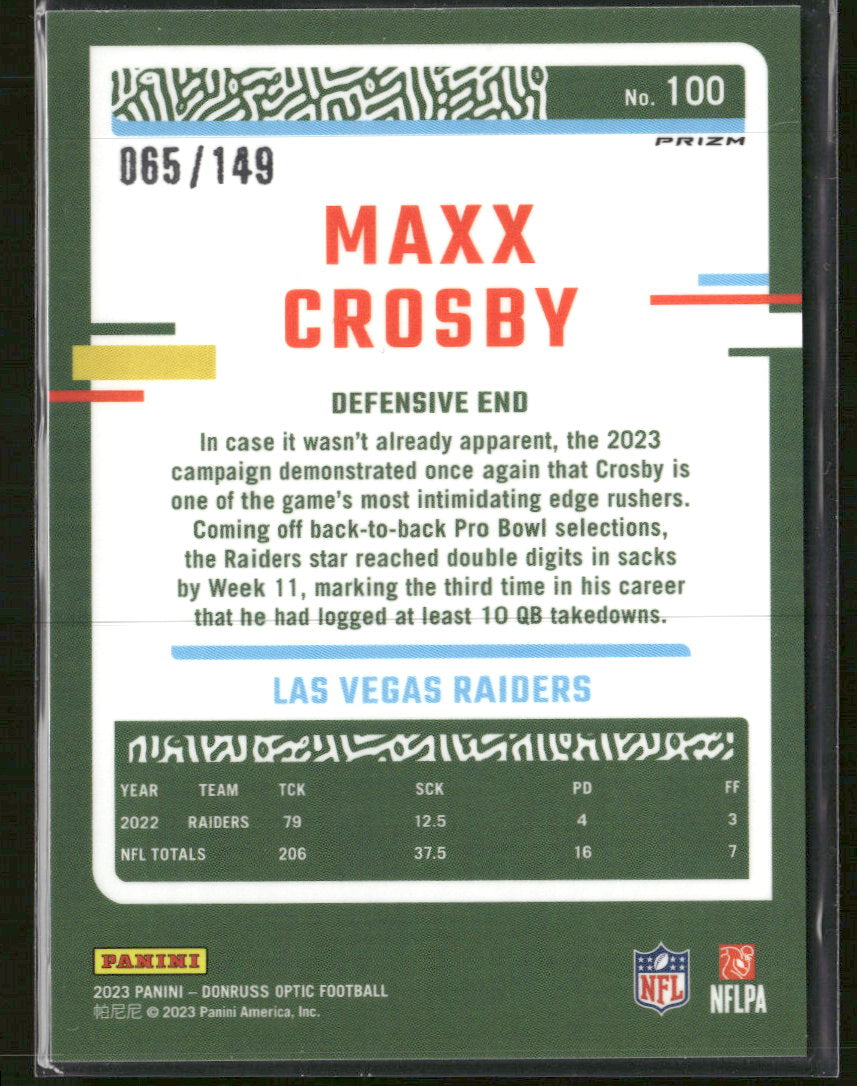 2023 Donruss Optic Flex Maxx Crosby #/149 #100