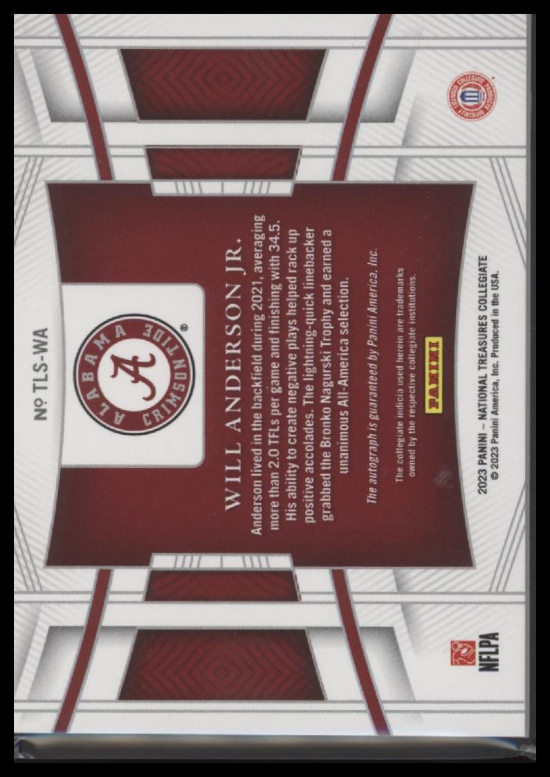 2023 Panini National Treasures Collegiate Team Logo Auto Will Anderson Jr. /49
