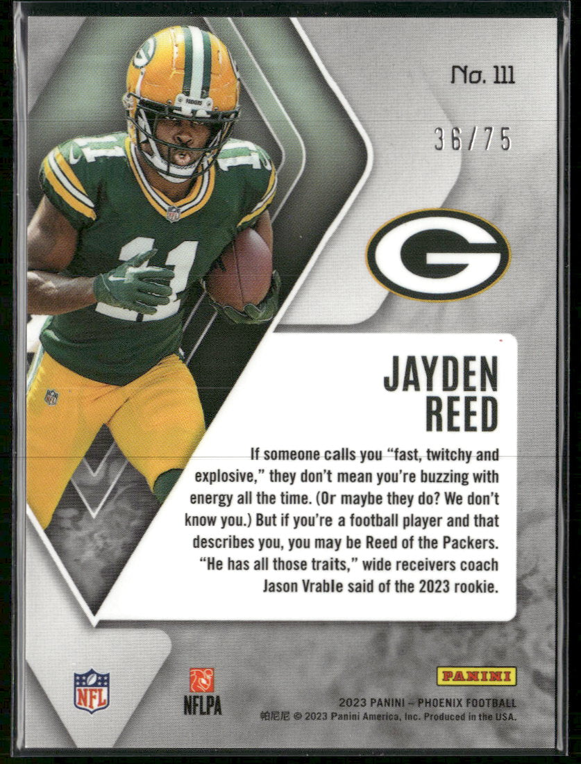 2023 Panini Phoenix Yellow Jayden Reed Rookie #/75 #111
