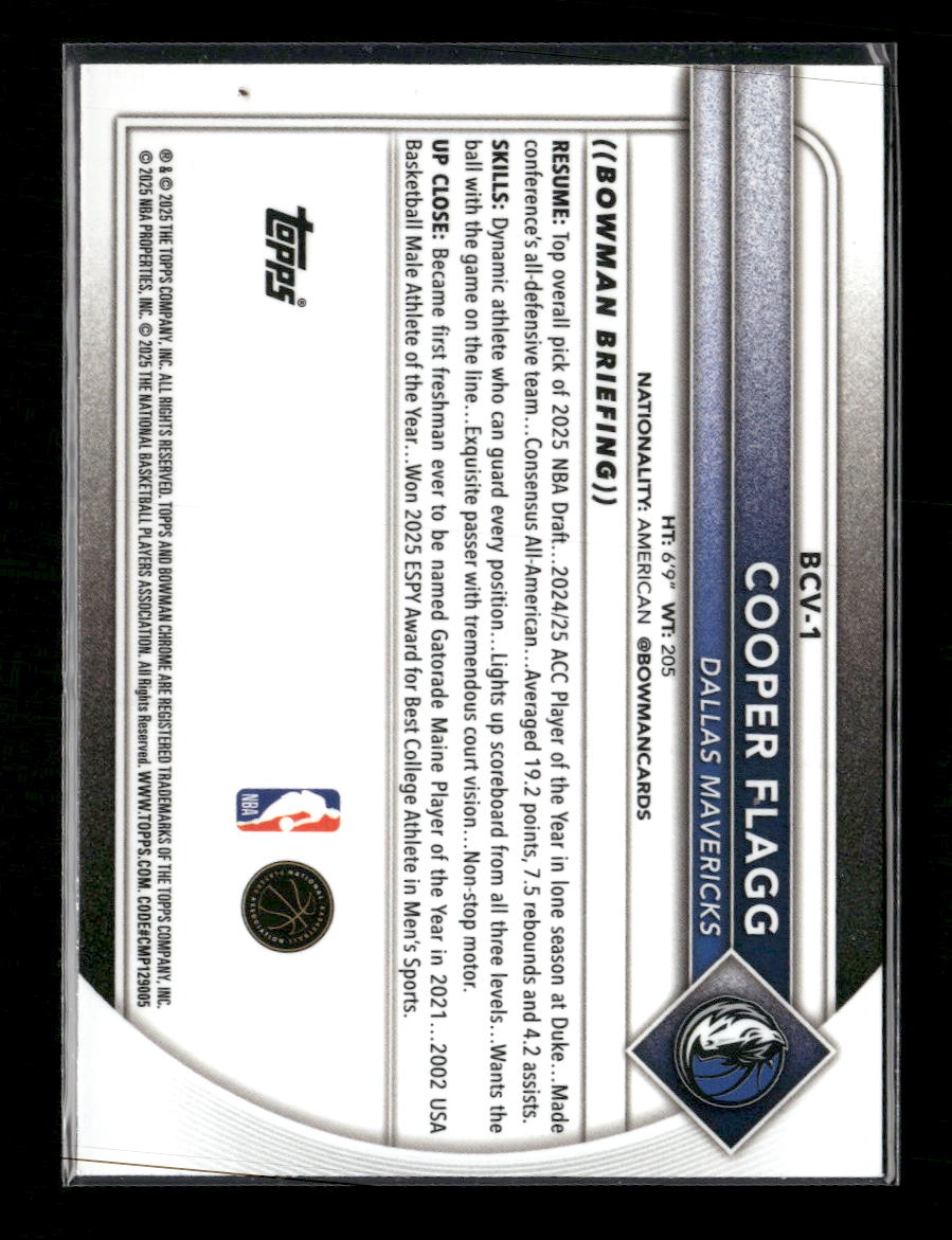 2025-26 Bowman Chrome Mojo Refractors Cooper Flagg #BCV-1