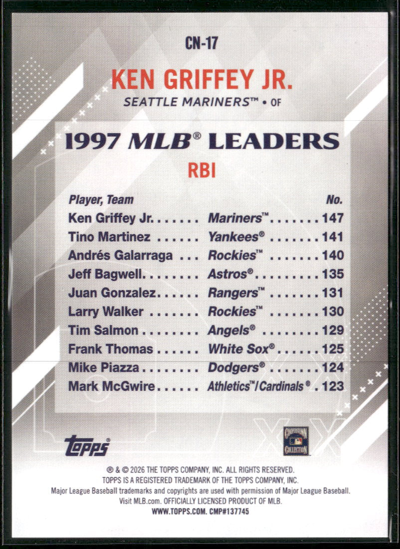 2026 Topps Crooked Numbers Blue Foil Ken Griffey Jr. #/150 #CN-17
