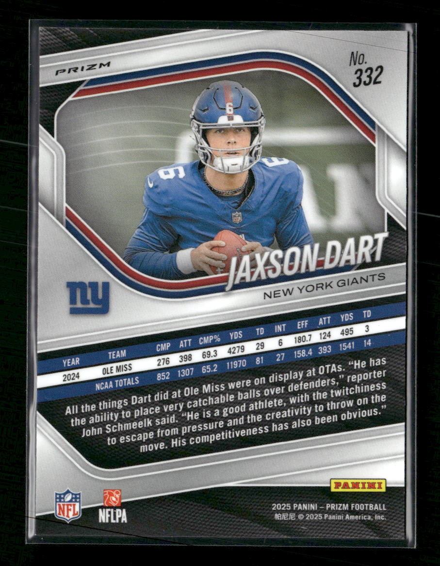 2025 Panini Prizm Black and Blue Checker Jaxson Dart #332