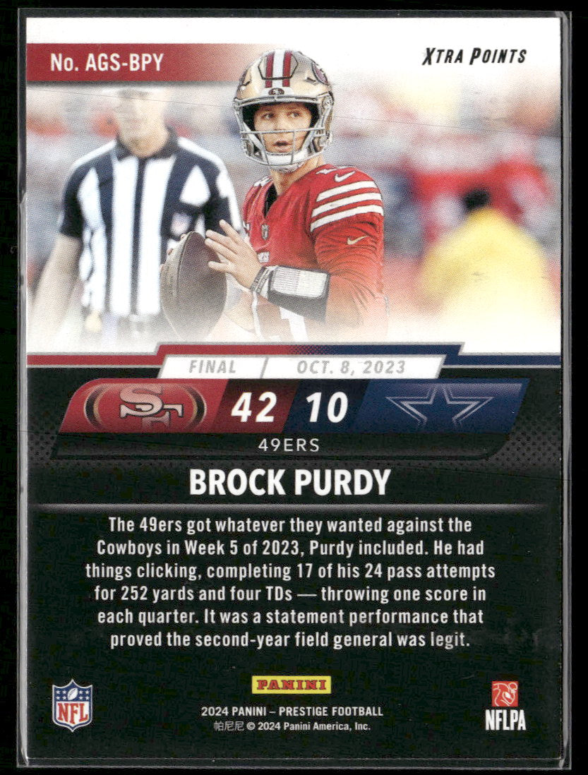 2024 Panini Prestige Any Given Sunday Brock Purdy #AGS-BPY