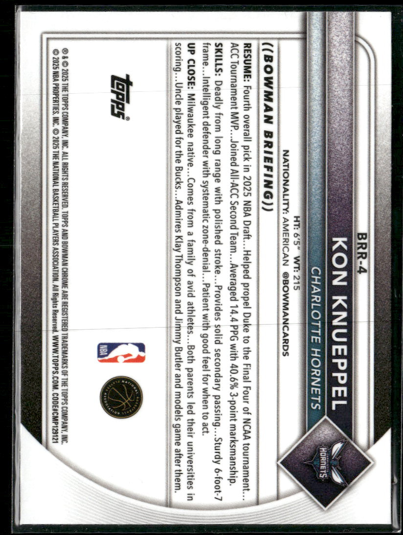 2025-26 Bowman Chrome Rookie Red RC Logo Kon Knueppel #BRR-4