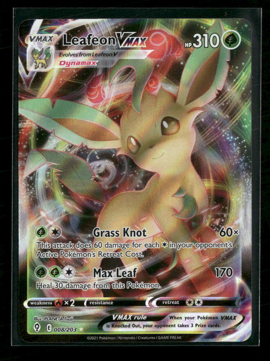SWSH07: Evolving Skies Leafeon VMAX #008/203 – Orb Sports Cards & Collectibles