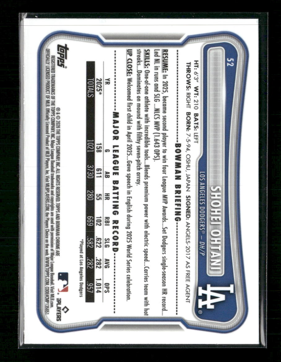 2026 Bowman Chrome Mojo Refractors Shohei Ohtani #52