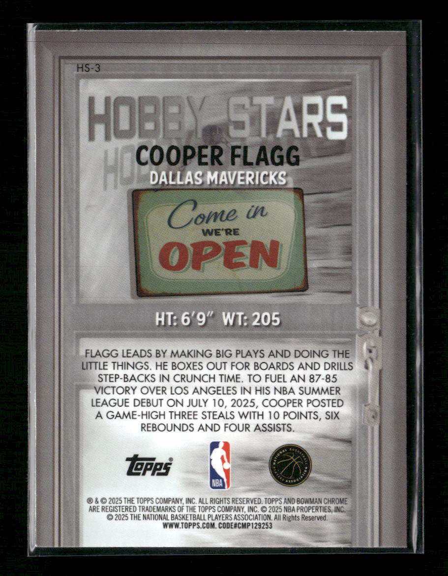 2025-26 Bowman Hobby Stars Cooper Flagg #HS-3