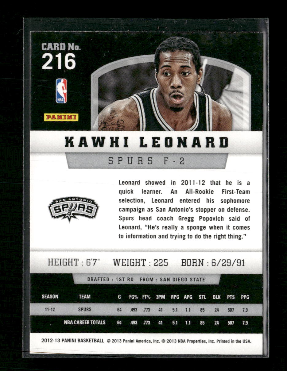 2012-13 Panini Kawhi Leonard Rookie #216
