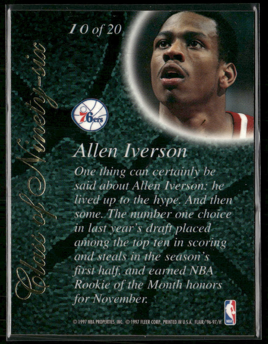 1996-97 Flair Showcase Class of '96 Allen Iverson #10