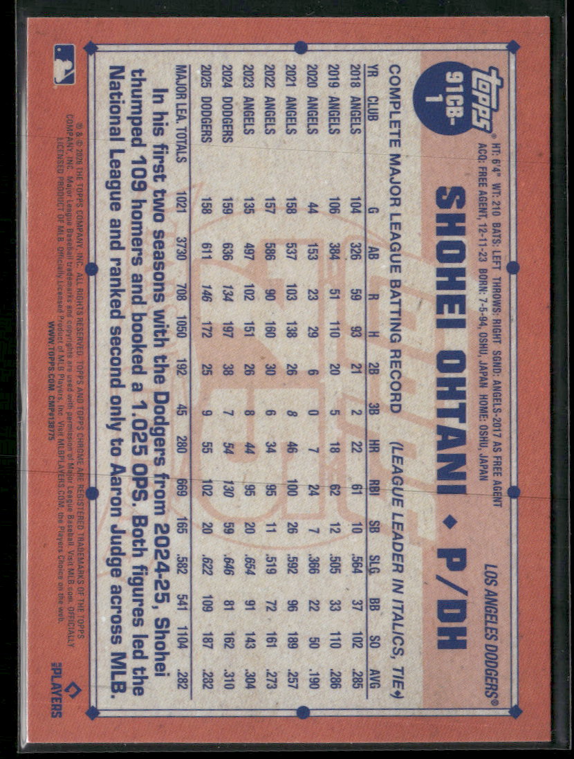 2026 Topps Chrome 1991 Topps Chrome Baseball Shohei Ohtani #91CB-1