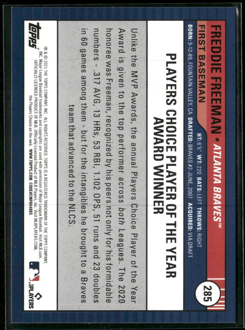 2021 Topps Big League Black and White Freddie Freeman #/50 #285