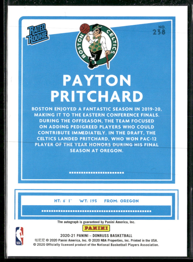 2020-21 Donruss R R Signatures Choice Payton Pritchard Rookie Auto #238