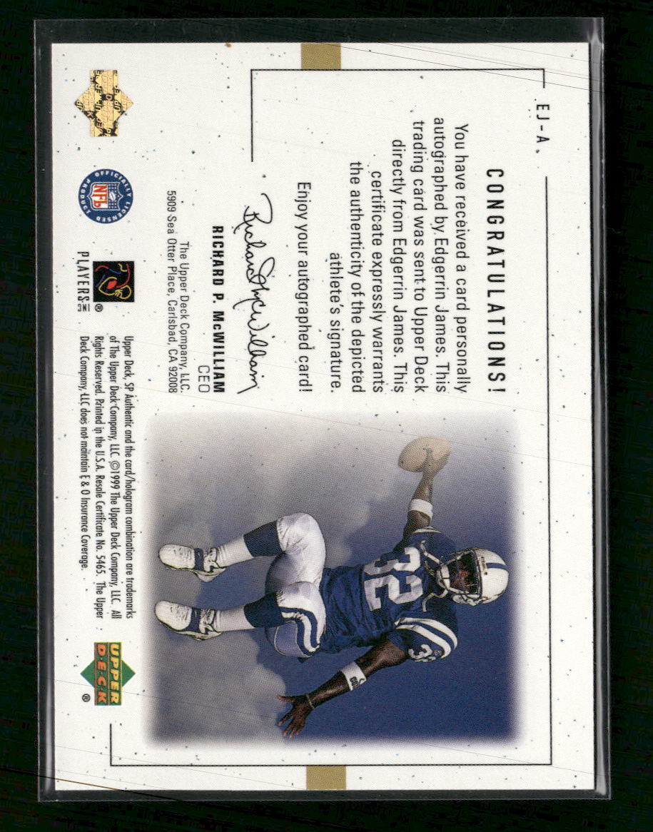 1999 SP Authentic Player's Ink Green Edgerrin James Auto #EJ-A