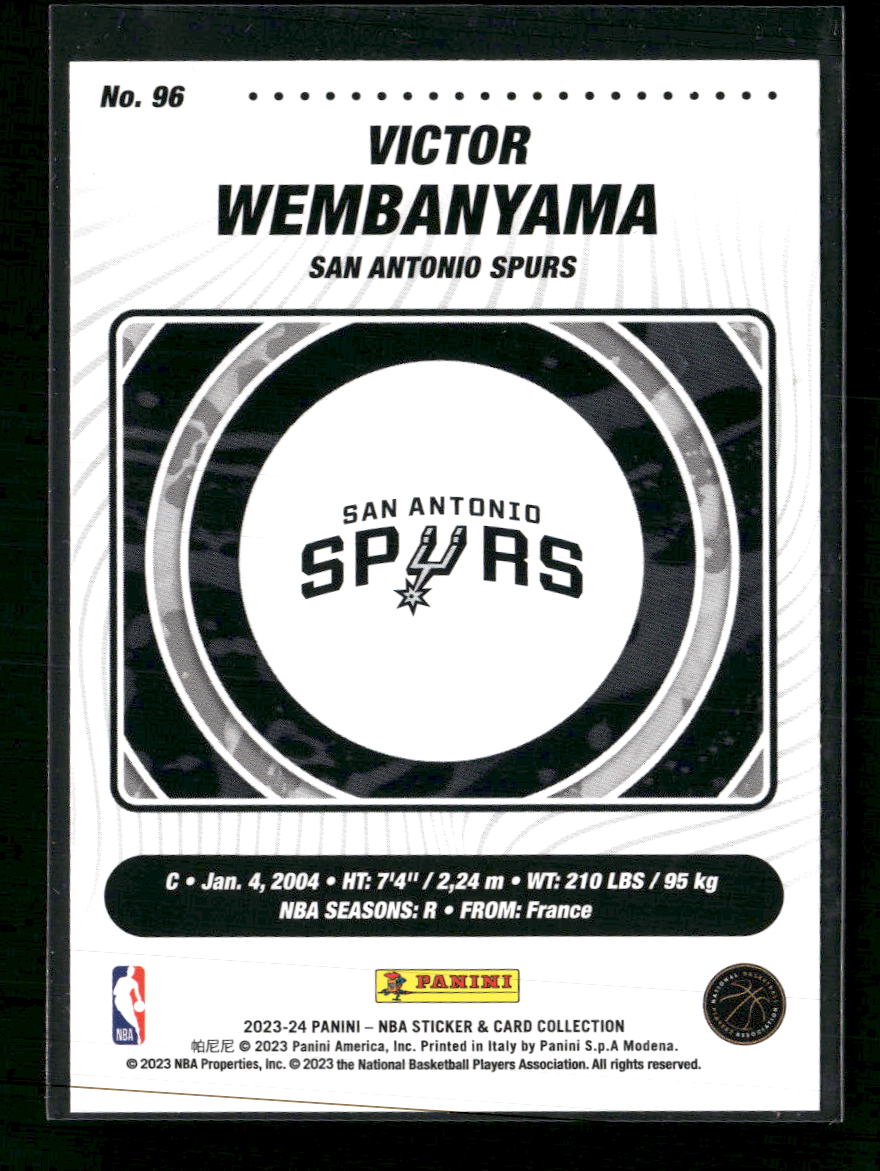 2023-24 Panini NBA Sticker & Card Collection Cards Victor Wembanyama #96